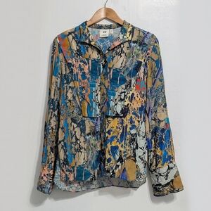 H&M studio collection aw20 2020 blouse shirt collared button down Funky artsy